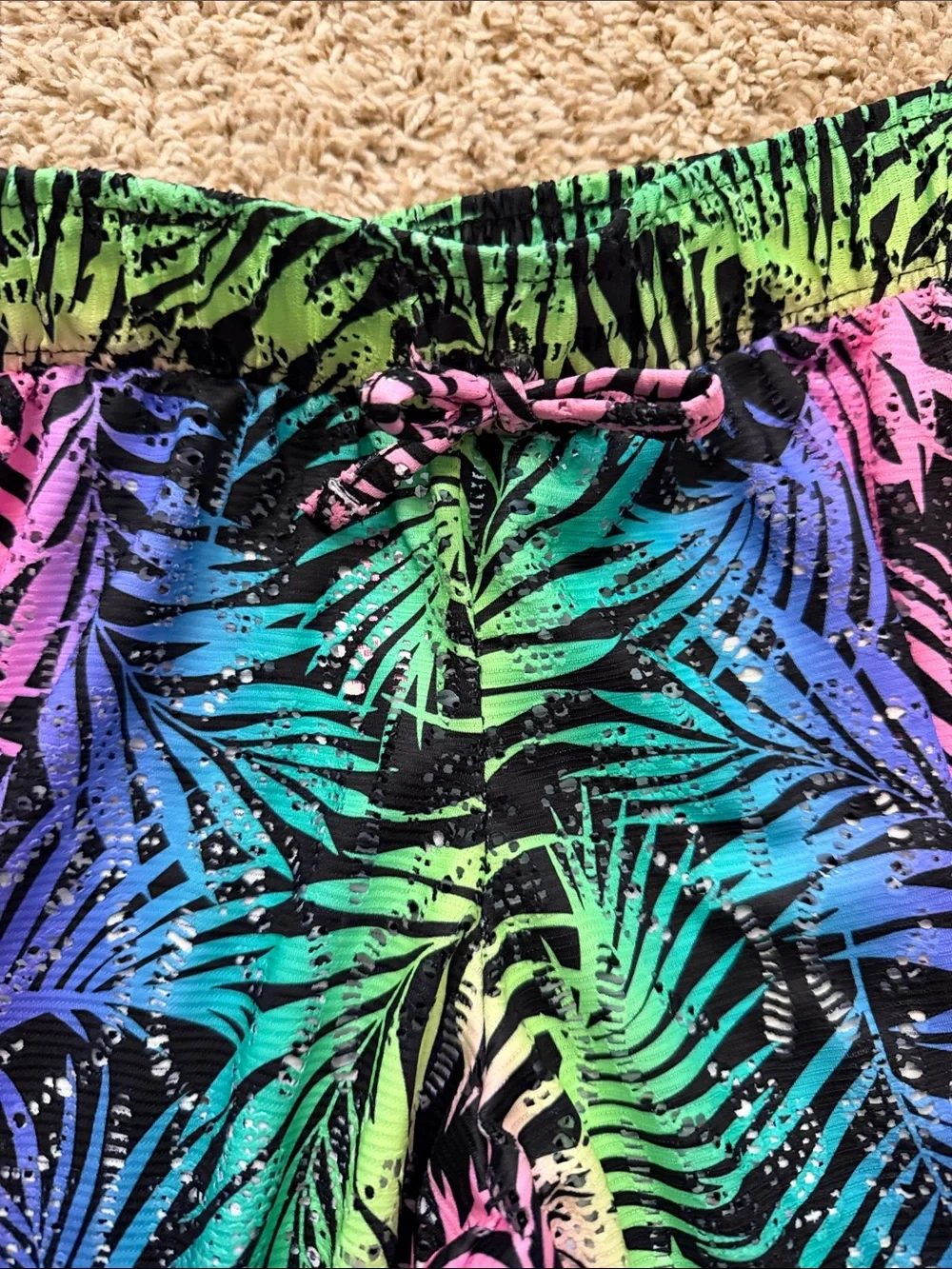 Justice Rainbow Palm-Print Wide Leg swim pants coverup